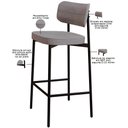 Ver imagem 2 de Kit 03 Banquetas Alta Bar Cozinha Sala de Jantar Aço Preto Kaira C01 Linho Cinza - Lyam Decor