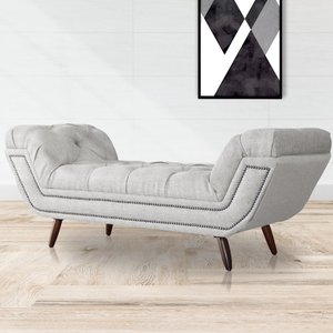 Recamier Calçadeira Estofado Sienna King 195 Cm Linho Bege - LM DECOR