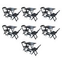 Ver imagem 1 de Kit 7 Jogos de Mesa Dobravel com 2 Cadeiras de Madeira 70x70 para Restaurante e Bar - Preto