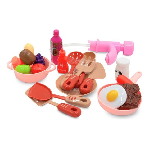 Brinquedo Conjunto Cozinha de Plástico com Acessórios Maleta Ônibus e Food Truck