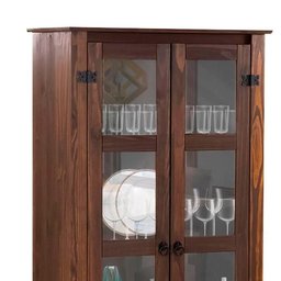 Cristaleira em Madeira Maciça com 2 Portas e 2 Gavetas - 8