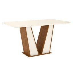 Mesa de Jantar Kimberly 160 cm Tampo Arredondado com Vidro Nature Off White – Henn - 1