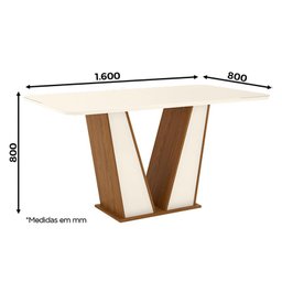 Mesa de Jantar Kimberly 160 cm Tampo Arredondado com Vidro Nature Off White – Henn - 2