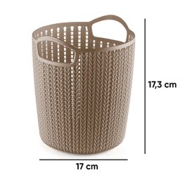 Cesto Trançado Plástico Organizador Alto Marrom - P - 4