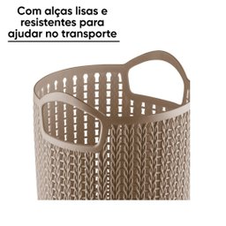 Cesto Trançado Plástico Organizador Alto Marrom - P - 2