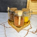 Ver imagem 5 de Porta Tempero - Ágora Coração Acompanha 3 Potes de Vidro com Colher de Bambu com 250ml com Rolha