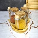 Ver imagem 4 de Porta Tempero - Ágora Coração Acompanha 3 Potes de Vidro com Colher de Bambu com 250ml com Rolha
