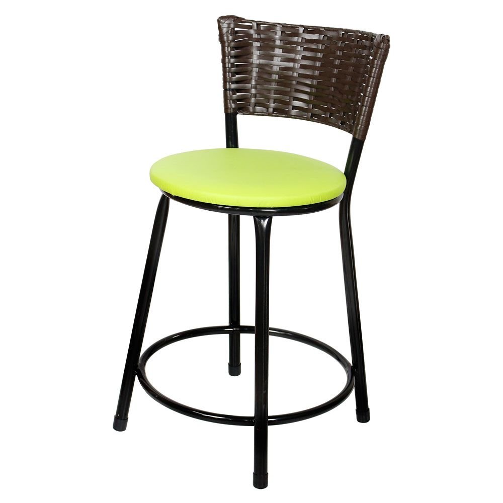 Banqueta Baixa Hawaii Cozinha Aço Encosto Café Assento Verde Laumar Preto 6 Un - 1
