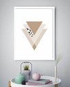 Ver imagem 1 de Quadro Decorativo Abstrato Triângulos Pássaros Bege -70x50cm:moldura Preta
