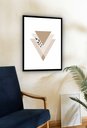 Ver imagem 2 de Quadro Decorativo Abstrato Triângulos Pássaros Bege -70x50cm:moldura Preta
