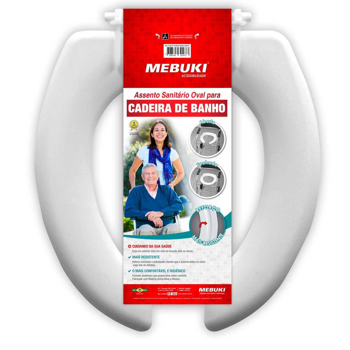 Assento Cadeira de Banho Almofadado Aberto Mebuki - 3
