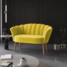 Namoradeira Sofá Pétala 2 Lugares Veludo Amarelo - Visalar - 1
