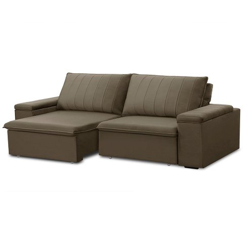 Sofá 3 Lugares Retrátil Reclinável para Sala 225cm Malfati F04 Veludo Amêndoa - Lyam Decor