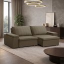 Ver imagem 3 de Sofá 3 Lugares Retrátil Reclinável para Sala 225cm Malfati F04 Veludo Amêndoa - Lyam Decor