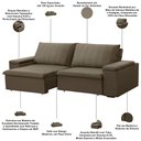 Ver imagem 4 de Sofá 3 Lugares Retrátil Reclinável para Sala 225cm Malfati F04 Veludo Amêndoa - Lyam Decor