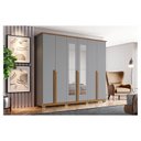 Ver imagem 7 de Guarda Roupa Casal Andréas 6 Portas Cinza Nature com Espelho - Henn
