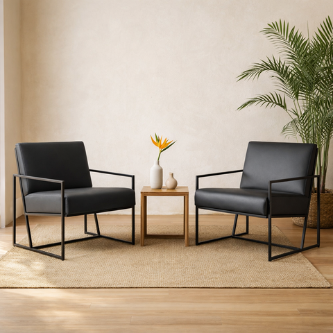 Poltrona Industrial, Decorativa, Sala e Recepção - Poltrona Flow - Kit 2