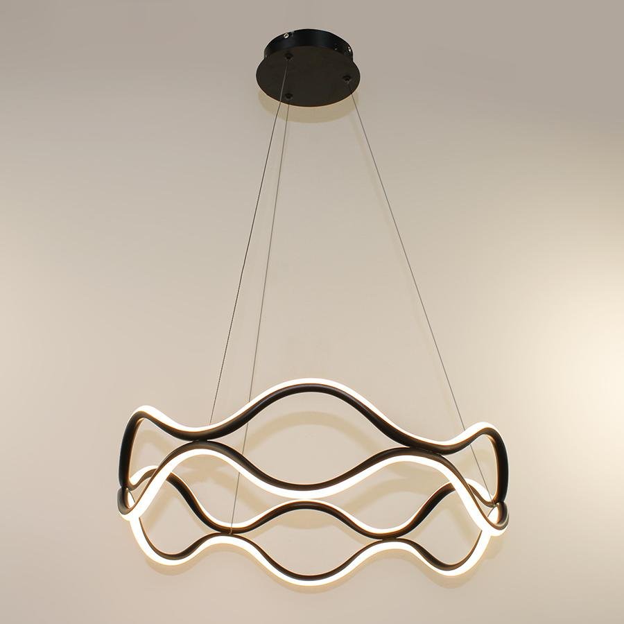 Pendente LED Preto Ondas 3000K 36W Alumínio PD1542 | MadeiraMadeira