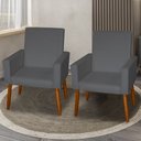Ver imagem 1 de Kit 2 Poltronas Decorativas Mel Suede Cinza Sky Mobile