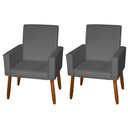 Ver imagem 2 de Kit 2 Poltronas Decorativas Mel Suede Cinza Sky Mobile