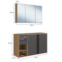 Ver imagem 4 de Gabinete de Banheiro Suspenso 110cm com Espelheira 3 Portas Antônia Ii sem Cuba Mel/Grafite