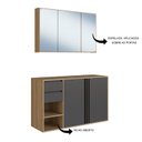 Ver imagem 7 de Gabinete de Banheiro Suspenso 110cm com Espelheira 3 Portas Antônia Ii sem Cuba Mel/Grafite
