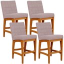 Ver imagem 2 de Kit 04 Banquetas Baixa Cozinha Bancada Bar Sala de Jantar Fixa Mila L02 Suede Rosê - Lyam Decor