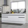 Kit 2 Balcões C/ Rodapé Gabinete Pia 150cm e Cooktop 70cm Veneza Multimóveis Mp2108.964 Branco/ - 2