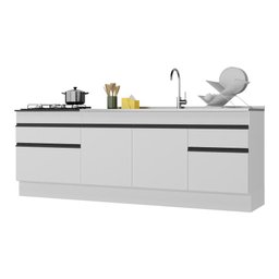 Kit 2 Balcões c/ Rodapé Gabinete Pia 150cm e Cooktop 70cm Veneza Multimóveis MP2108.964 Branco/ - 3