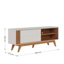 Ver imagem 2 de Bancada Otawa 160cm 1 Porta Deslizante com Detalhe Ripado - Off White Matte/Freijó