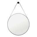 Ver imagem 1 de Espelho Adnet Redondo 60 Cm Alça De Couro + Suporte + Bucha - Preto