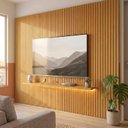 Ver imagem 1 de Painel para TV até 90 Polegadas 100% MDF com LED e Prateleira 330x250x24,6cm