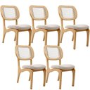 Ver imagem 1 de Kit 5 Cadeiras para Sala de Jantar Estofada e Tela Mariah L02 Bouclê Creme