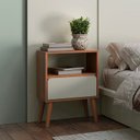 Ver imagem 1 de Mesa de Cabeceira 45cm 1 Gaveta Freijó/off White - Dalla Costa