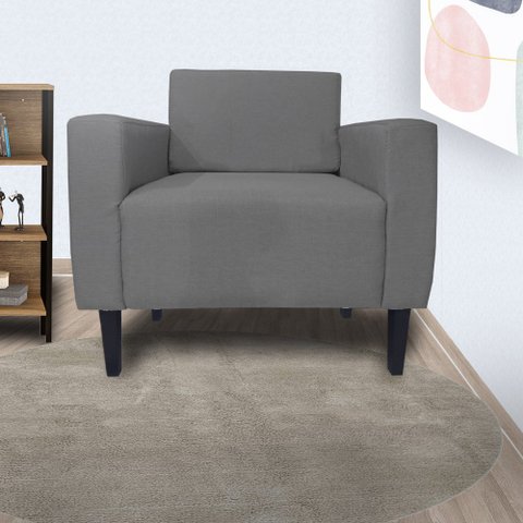Kit 2 Poltronas Estofadas Decorativas para Recepção Leticia Slim Suede Cinza - Lm Decor