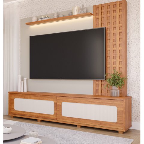 Estante para TV e Home Theater Ripado para TV até 85 Polegadas 100% MDF 228cmx212,5cm Muxarabi Marrocos