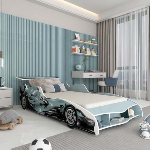 Cama Infantil Carro F1 090 Azul - Gelius