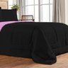 Colcha 6 pçs Edredom Casal Queen Dupla Face Preto e Pink Cotex - 2