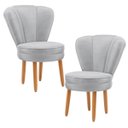 Ver imagem 1 de Jogo 2 Cadeiras Tecido Veludo Premium para Mesa de Jantar Pés de Madeira Natural