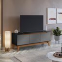 Ver imagem 1 de Rack Kappesberg 3 Portas Preto Fosco/azul Profundo 136cm