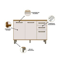 Cozinha Modulada Criare 8 Peças com Canto Poliman Móveis - 12