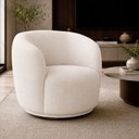 Ver imagem 1 de Poltrona Decorativa Sala de Estar Melissa Giratória Linho Off White M1 - Monari Design