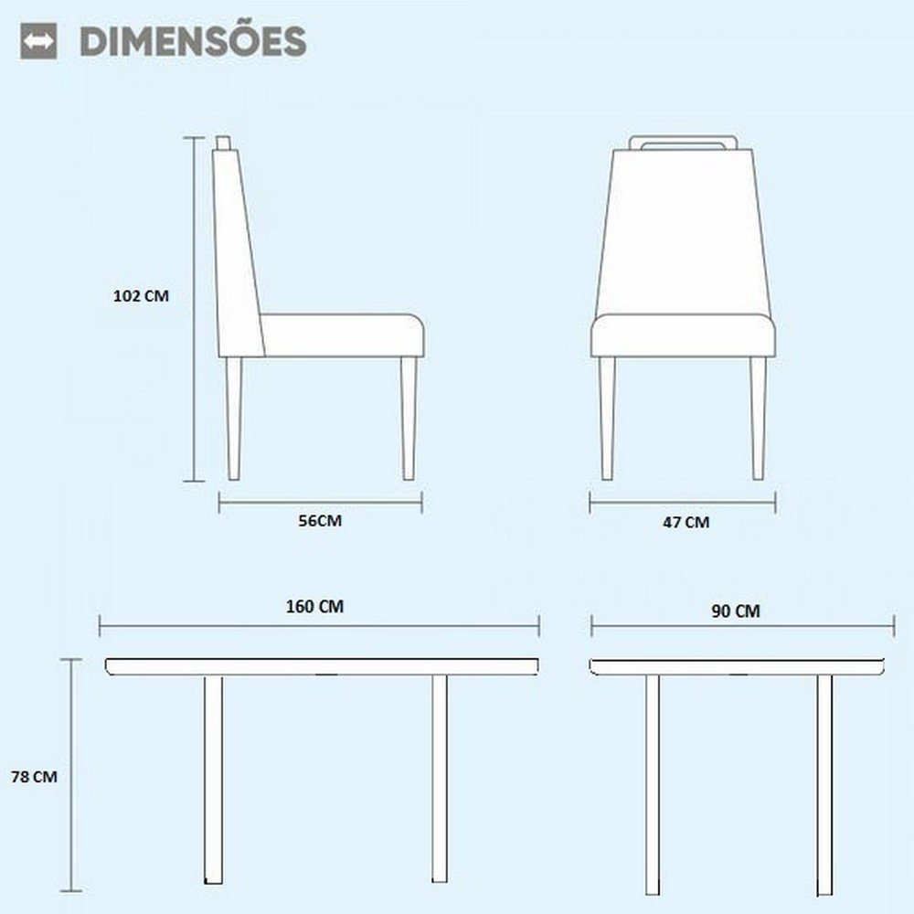 Conjunto Sala de Jantar 6 Lugares em Madeira Maciça Mesa Slim e Cadeiras em Linho Rústico Cinza Graf - 7