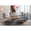 Ver imagem 1 de Conjunto Sala de Jantar 6 Lugares em Madeira Maciça Mesa Slim e Cadeiras em Linho Rústico Cinza Graf