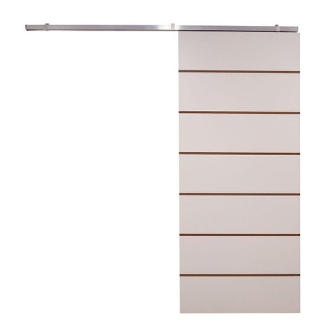 Porta de Correr Branco Prime Frisada Kit Alumínio F09 - 210x100