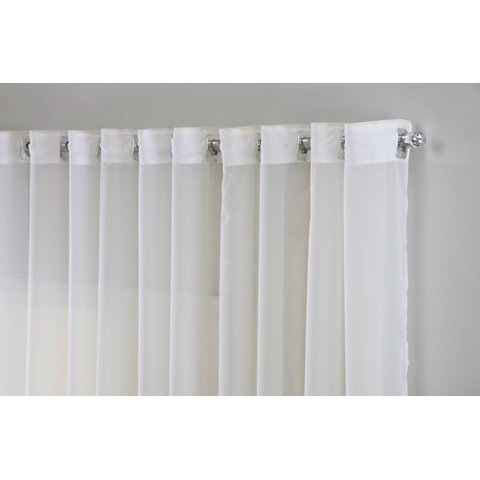 Cortina Sala Quarto Voal Liso Delicate 600x250 Transparente:palha