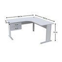 Ver imagem 3 de Mesa L Estação Escritório 160x160 com Gavetas e Chave Cinza