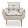 Poltrona Opala Decorativa Luxo Linho Bege Sky Mobile - 3