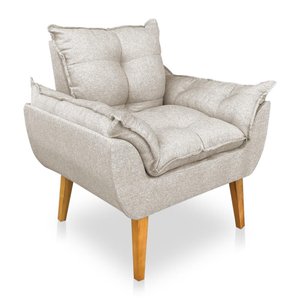 Poltrona Opala Decorativa Luxo Linho Bege Sky Mobile