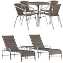 Ver imagem 1 de Kit 4 Cadeiras Floripa e Mesa Tampo Tramado com 2 Espreguiçadeiras Catar e Mesa Piscina, Jardim, Var
